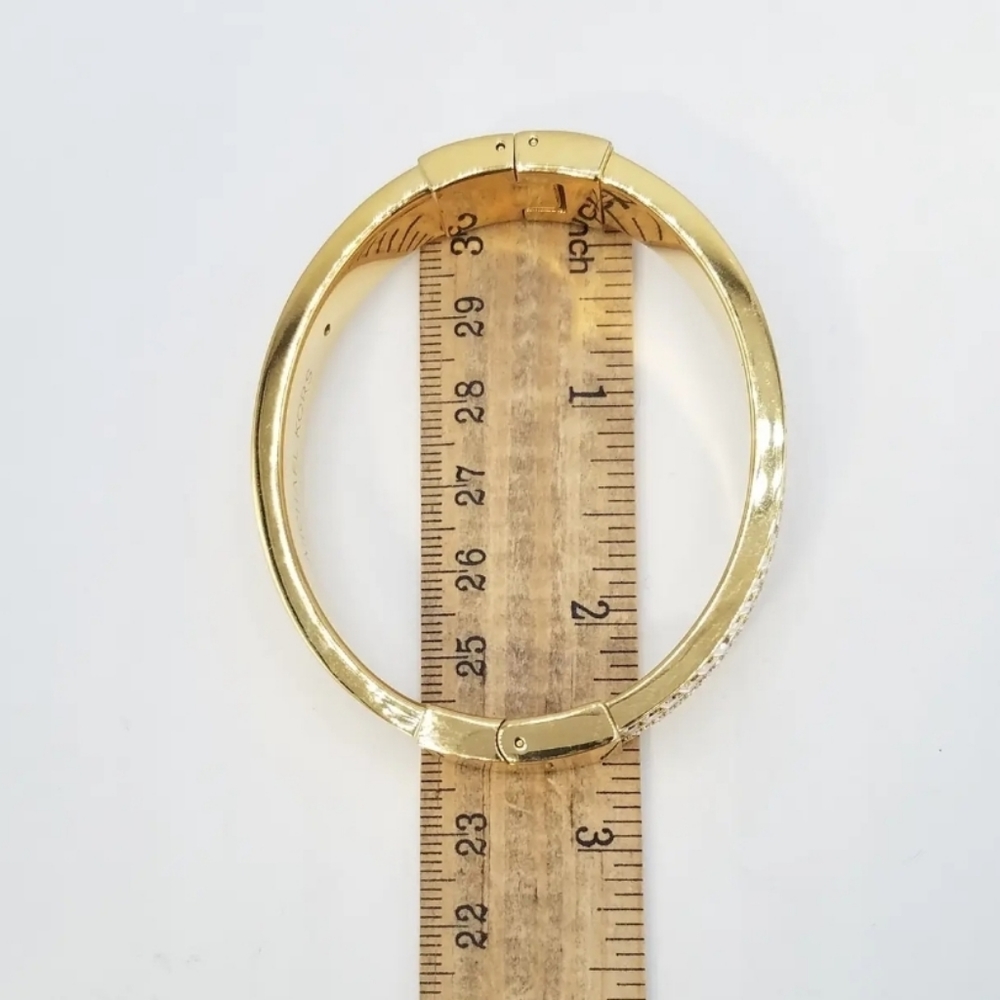 MK Michael Kors Rose Gold Swarovski Crystals Hinged Bangle Bracelet IN GIFT BOX. - Picture 9 of 12